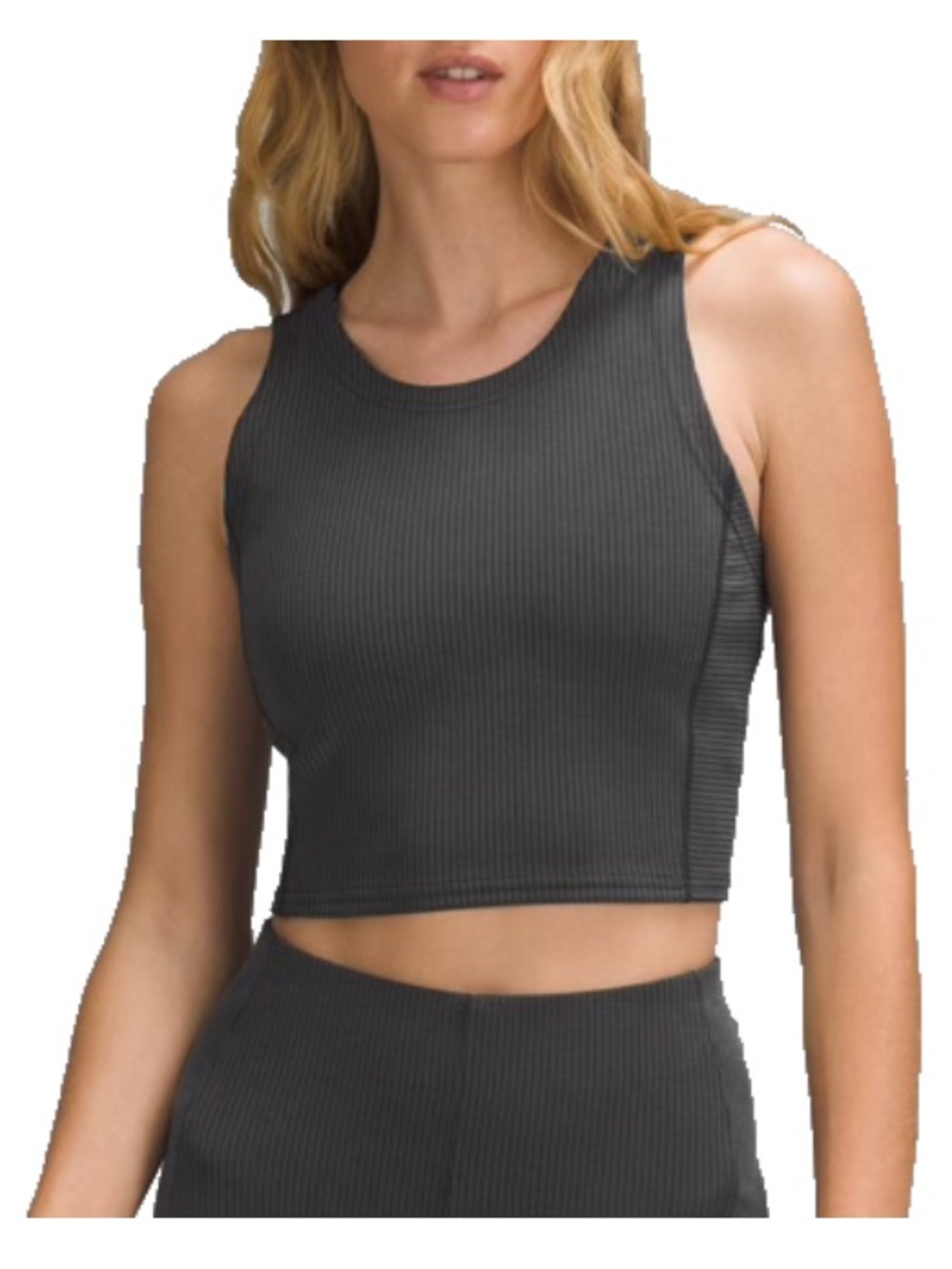 Lululemon Ribbed Softstreme Cropped Tank Top Black size 8